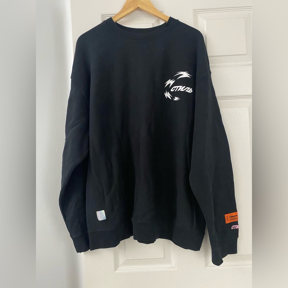 Heron Preston black crewneck BNWT oversized Large